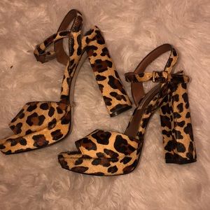 Leopard print Steve Madden block heel platforms